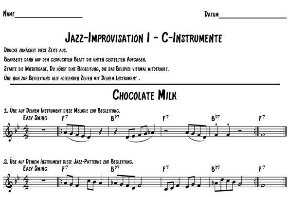 Arbeitsblatt zur Jazz-Improvisation