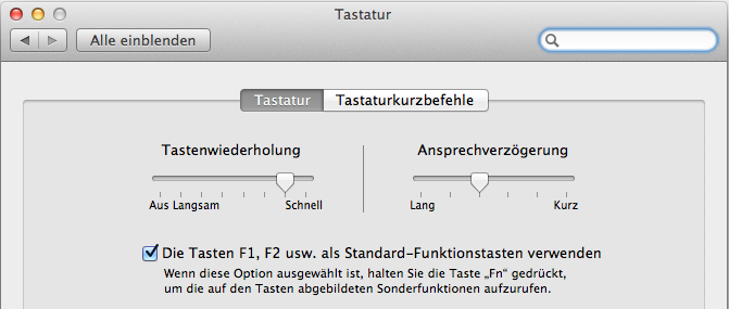 Apple Systemeinstellungen zur Tastatur