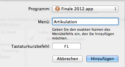 Ein neues Tastaturkürzel einrichten