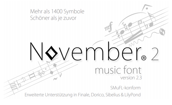 Der Musikzeichensatz November 2 enthält jetzt mehr als 1400 Symbole