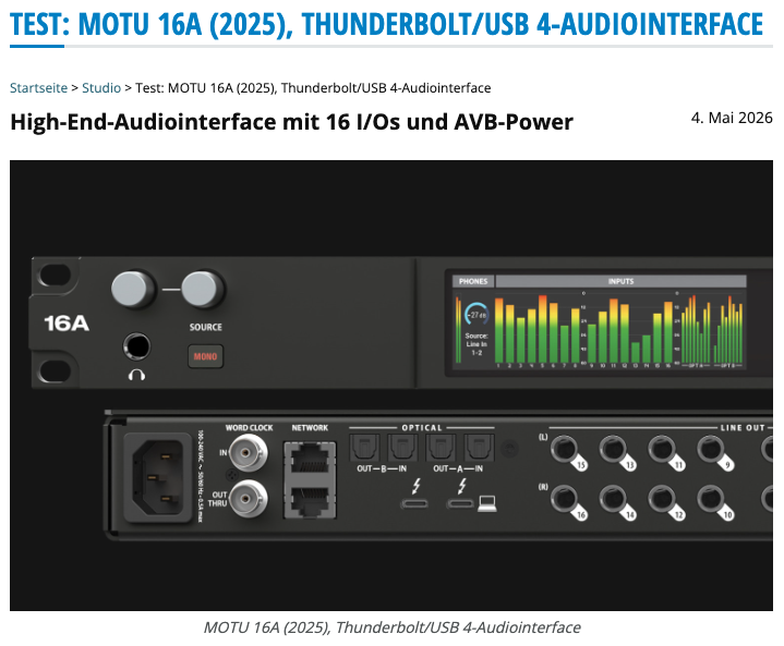 Testbericht MOTU 16A bei amazona.de