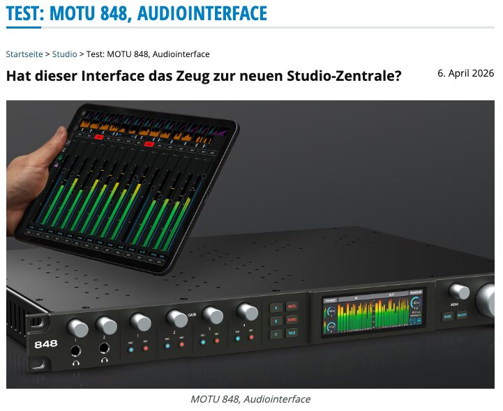 Testbericht zum MOTU 848 auf amazona.de